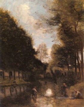  plein Deco Art - Gisors Riviere Bordee D arbres plein air Romanticism Jean Baptiste Camille Corot